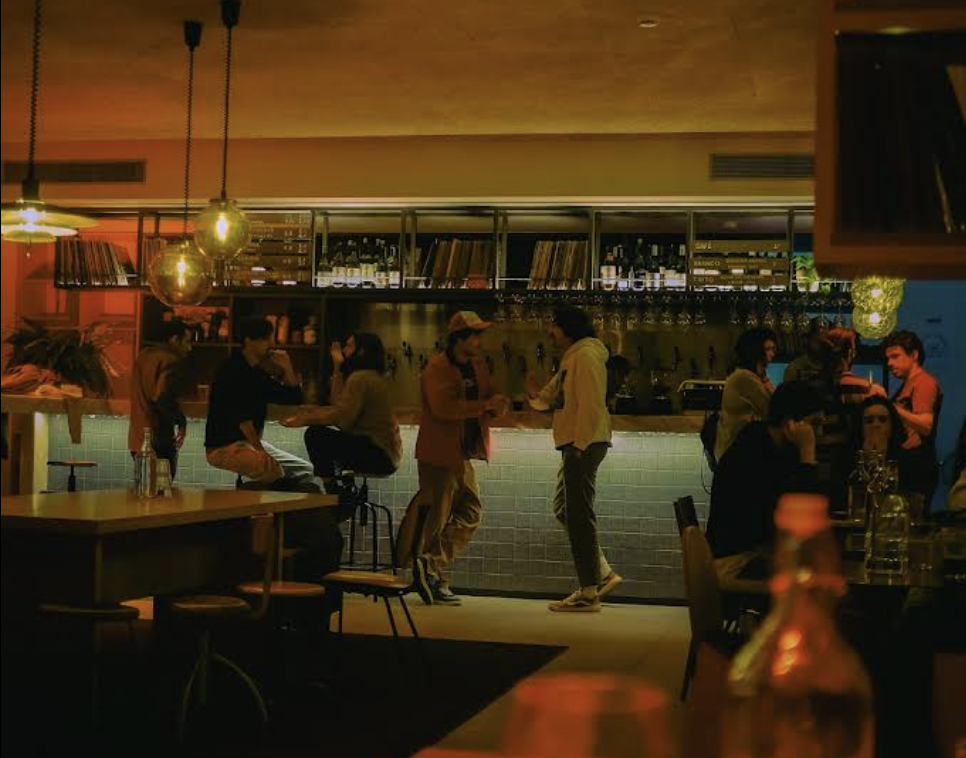 People standing at the bar